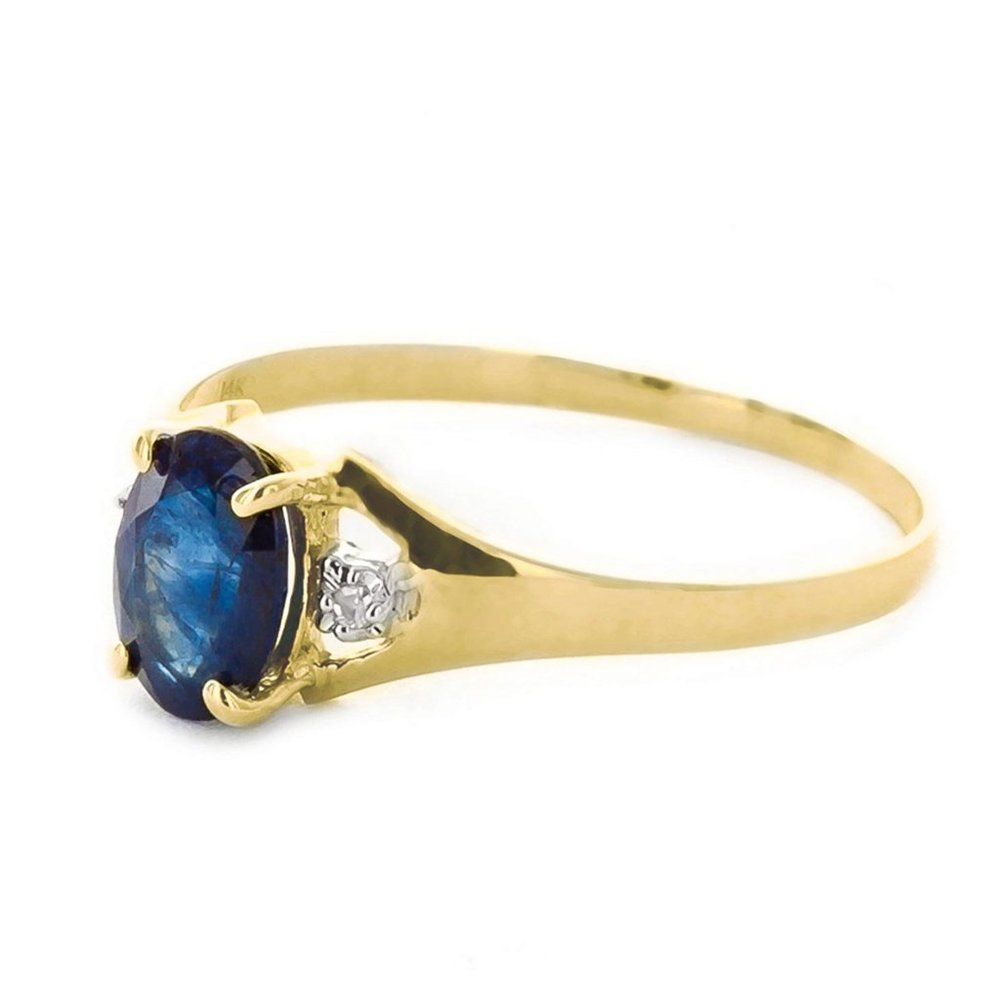 14K. GOLD RING WITH NATURAL DIAMONDS & SAPPHIRE - Picture 3 of 6